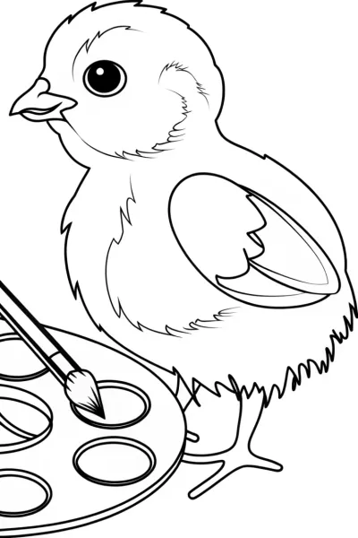 Chick on a colorful palette