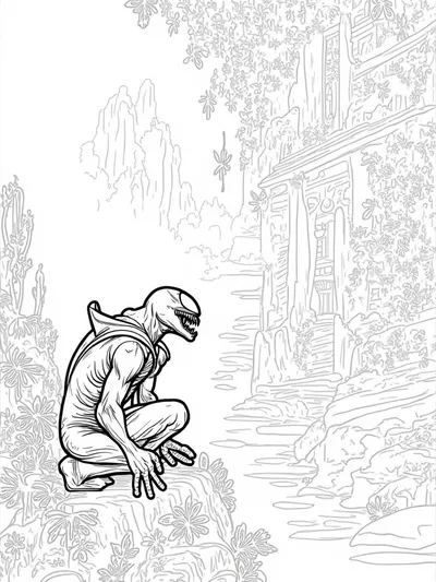 Venom exploring a glowing underworld