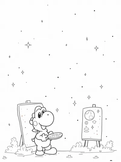 Yoshi painting under the stars