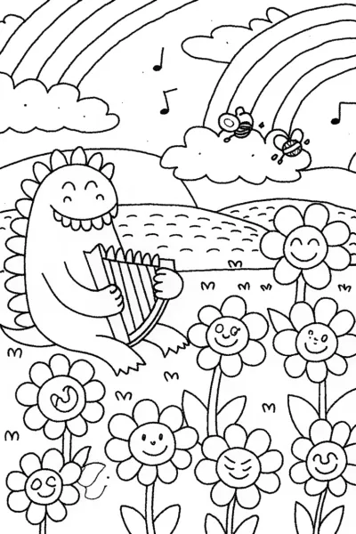 Godzilla’s Musical Garden Coloring Page