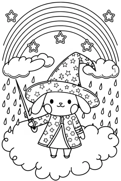 Cinnamoroll’s Whimsical Weather Workshop Coloring Page