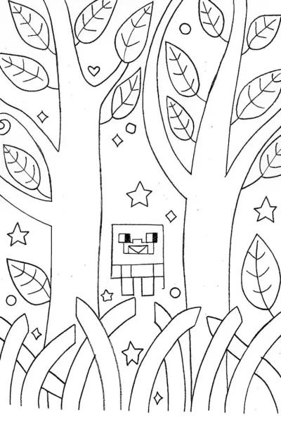 The Creeper’s Enchanted Forest Adventure Coloring Page