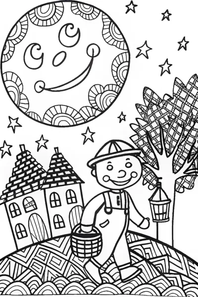 Luigi’s Moonlight Adventure Coloring Page