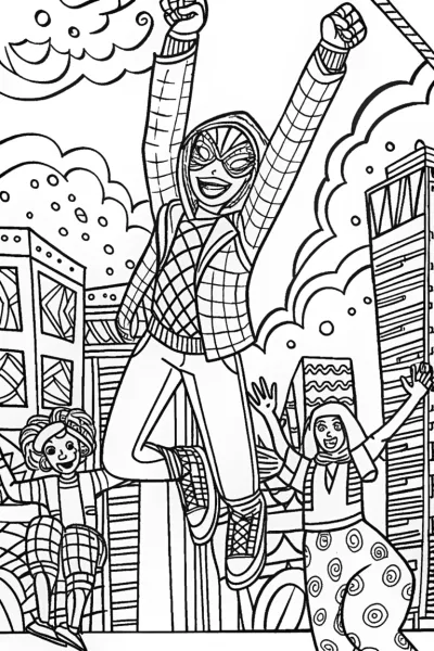 Miles Morales’ Spider-Swinging Dance Party Coloring Page
