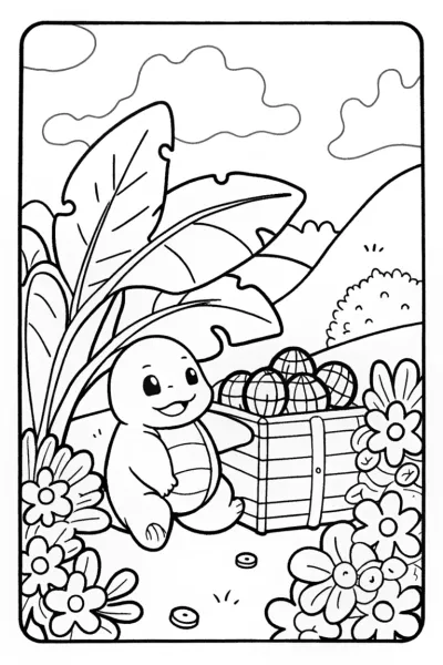 Charmander’s Hidden Treasure Hunt Coloring Page