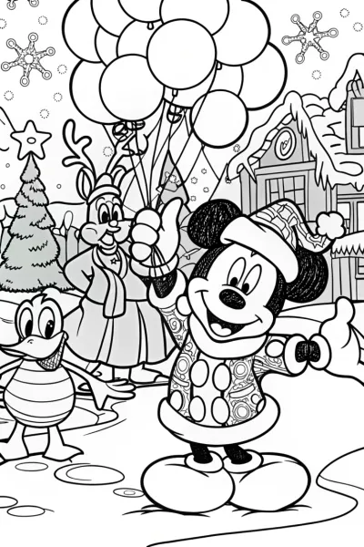 Mickey Mouse and Friends’ Christmas Parade Coloring Page