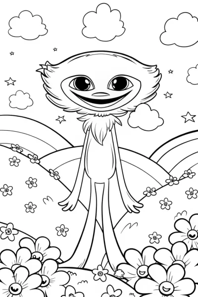 Huggy Wuggy’s Dreamland Journey Coloring Page