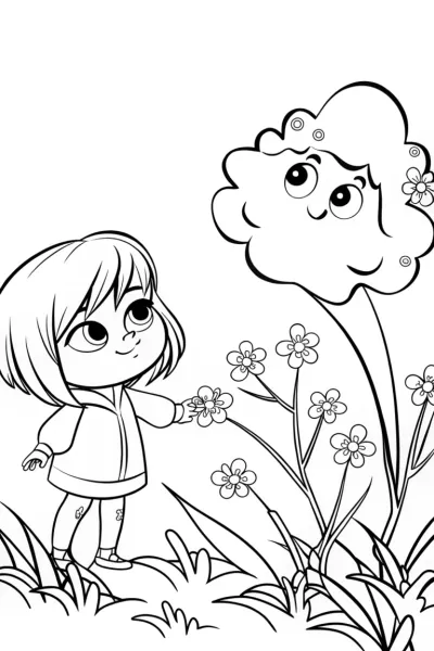 Child and cloud spirit in spring