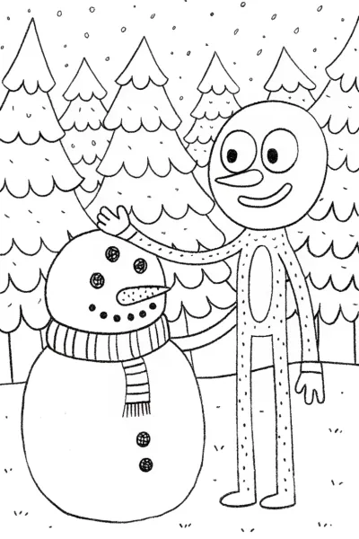 Huggy Wuggy’s Snowy Adventure Coloring Page