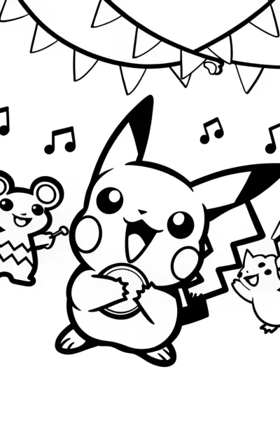 Pikachu’s Magical Music Festival Coloring Page