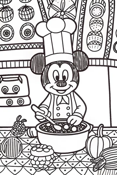 Mickey Mouse’s Culinary Adventure Coloring Page