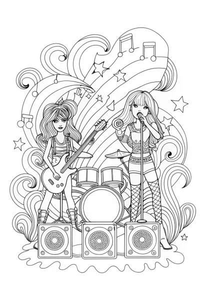 Bratz Dolls Jam Session Coloring Page