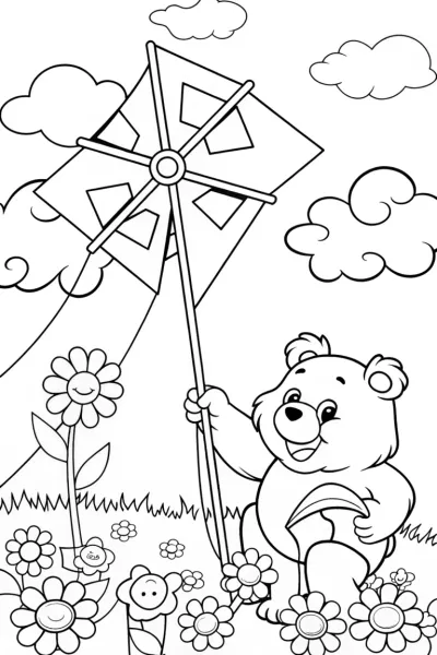 Care Bears at the Enchanted Windmill Coloring Page