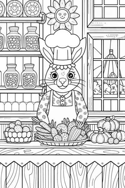 Bunny Chef’s Delight Coloring Page