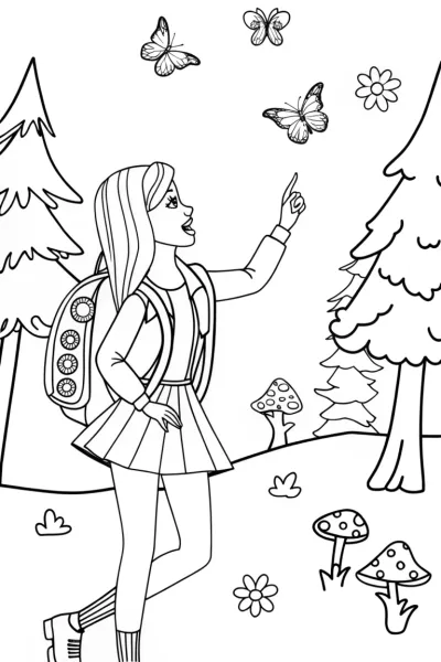 Barbie’s Nature Adventure Coloring Page