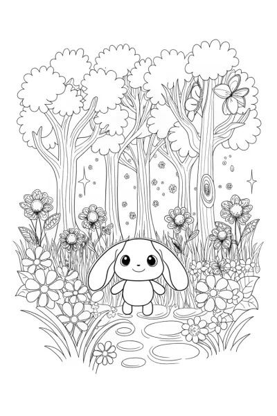 Cinnamoroll’s Dreamy Garden Adventure Coloring Page