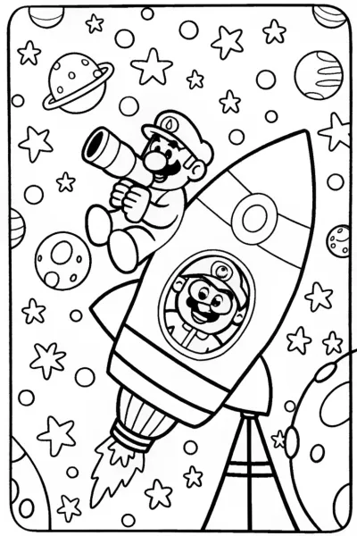 Mario and Luigi’s Space Adventure Coloring Page