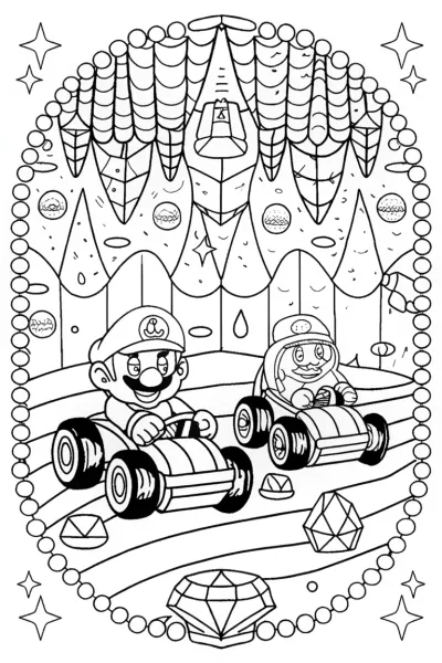 Mario Kart Treasure Hunt Coloring Page