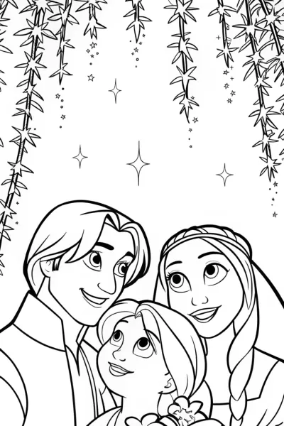Madrigal Family Under the Stars Coloring Page