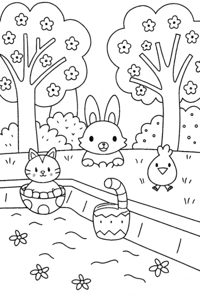 Easter Egg Hot Springs Retreat Coloring Page