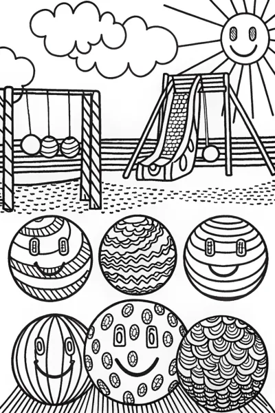 Bouncy Ball Parade Coloring Page