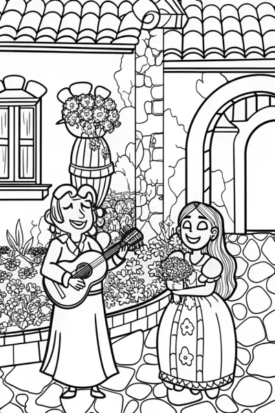 Mirabel and Isabela Musical Coloring Page