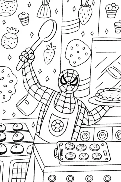 Miles Morales: Superhero Chef Coloring Page