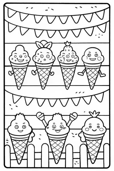 Ice Cream Cone Sports Day Coloring Page
