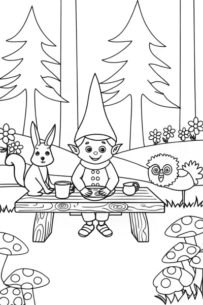 Gnome Tea Party with Friends in the Enchanted Forest