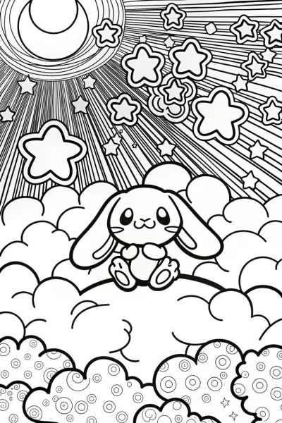 Cinnamoroll’s Starry Night Adventure Coloring Page