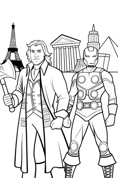 Avengers in Time Coloring Page