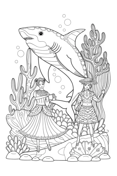 Shark underwater fashion show