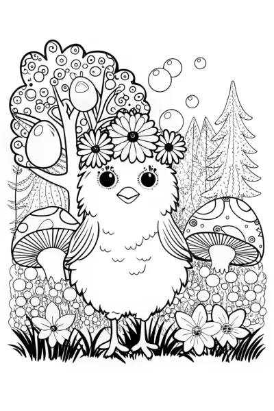 Chick’s Sunny Garden Festival Coloring Page
