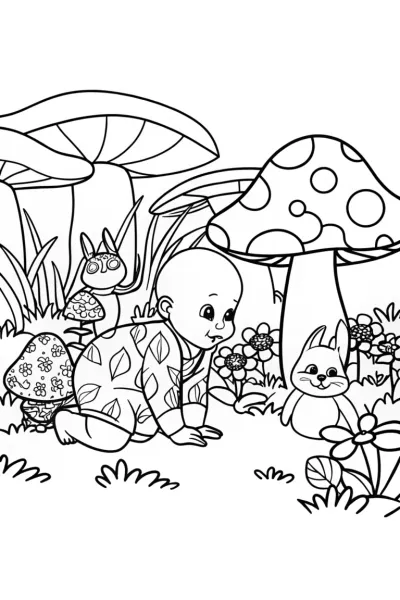 Baby’s Nature Adventure Coloring Page