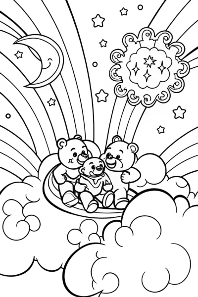 Care Bears Dreamy Cloud Adventure Coloring Page