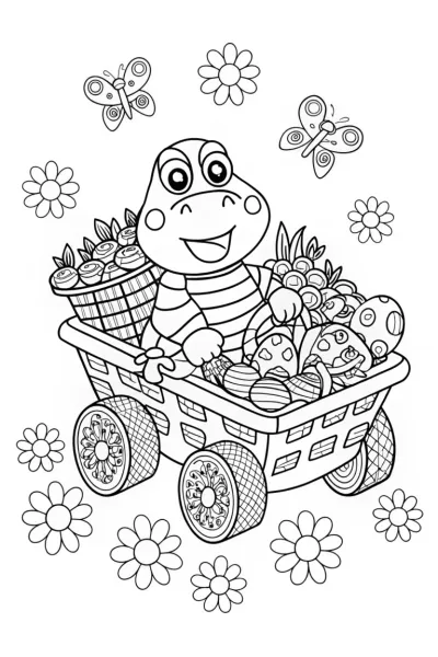 Toad and Yoshi Picnic Coloring Page