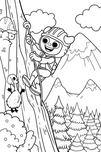 Huggy Wuggy’s Mountain Climbing Adventure Coloring Page