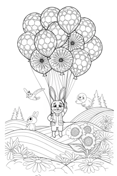 Luigi’s Adventurous Balloon Ride Coloring Page