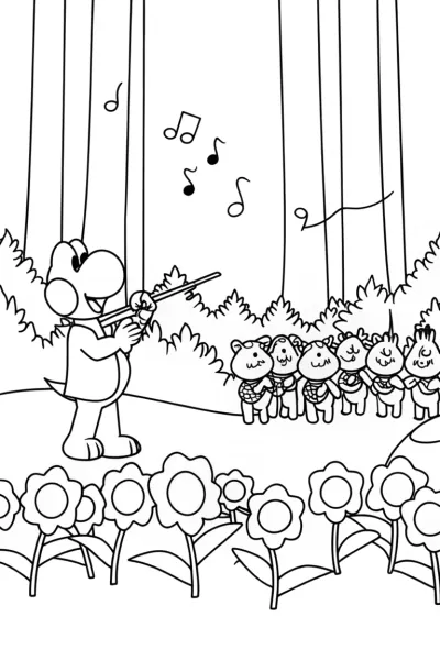 Yoshi conducting a forest orchestra