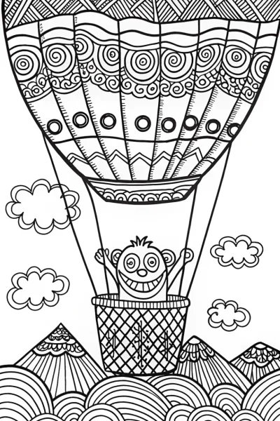 Huggy Wuggy’s Enchanted Balloon Ride Coloring Page
