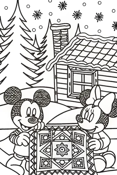 Mickey Mouse’s Christmas Quilt Coloring Page
