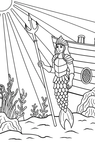 Mermaid guardian of the shipwreck