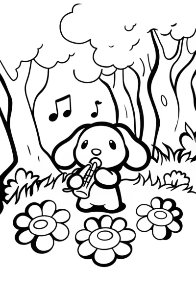 Cinnamoroll’s Magical Musical Adventure Coloring Page