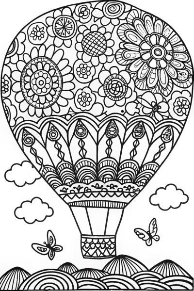 Whimsical Flower Hot Air Balloon Adventure