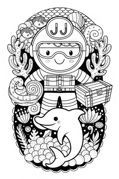 JJ Underwater Adventure Coloring Page