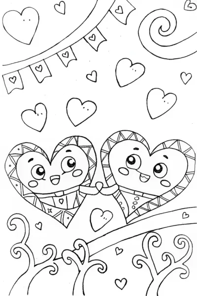 Heartfelt Embrace Coloring Page