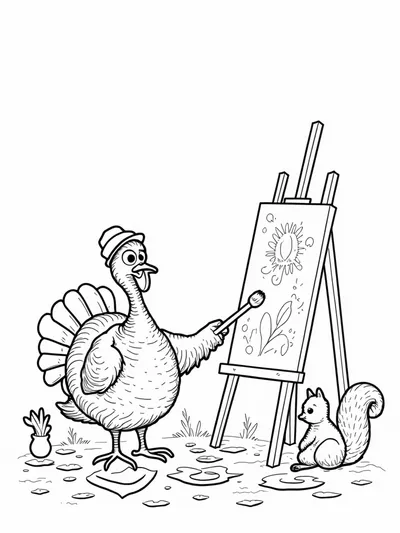 Turkey painting in a studio