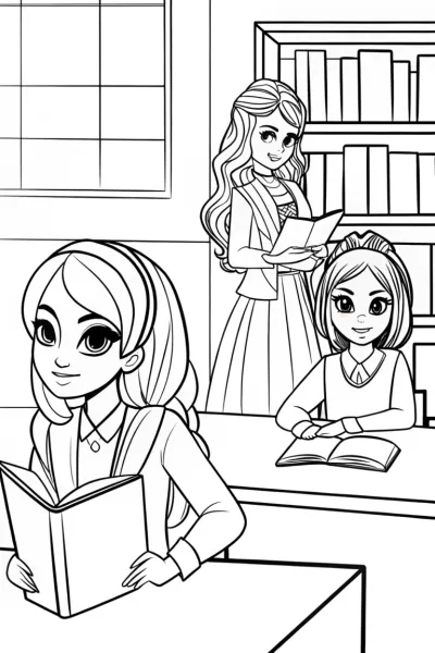 Rainbow High students in a library