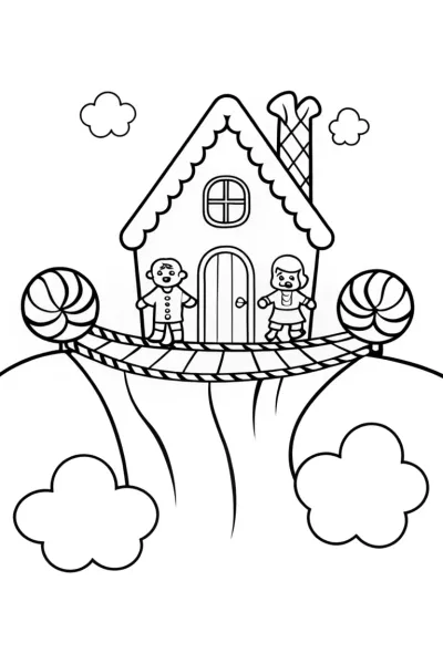 Gingerbread House Adventurers Coloring Page