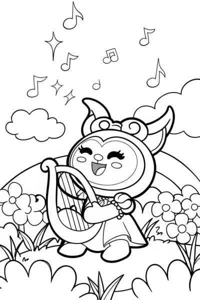 Kuromi’s magical harp in the flower garden